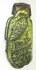 early vintage POLL PARROT SHOES raised embossed tin clicker cricket ^