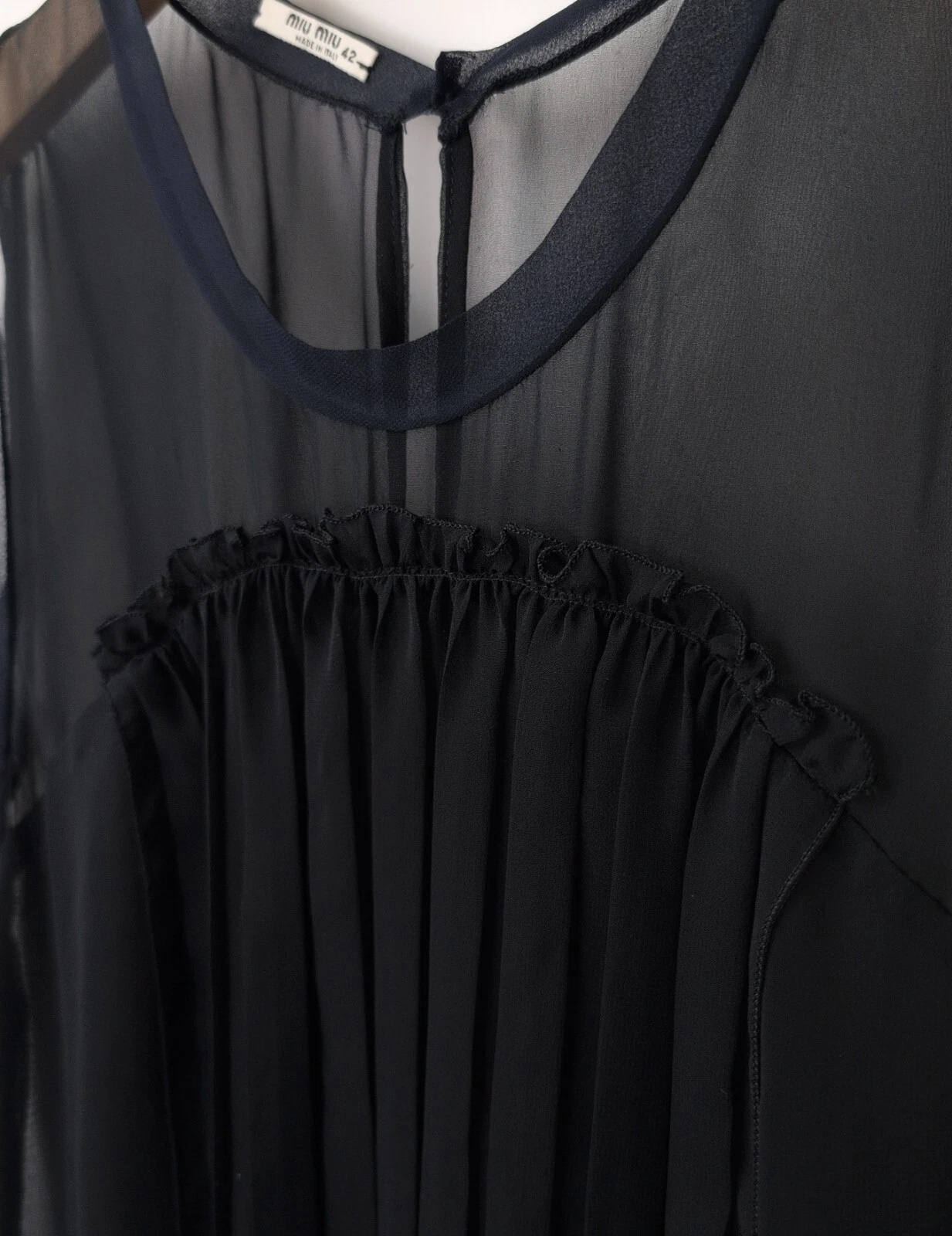 Mini abito donna MIU MIU 2010 taglia US M IT42 nero blu seta plissettato