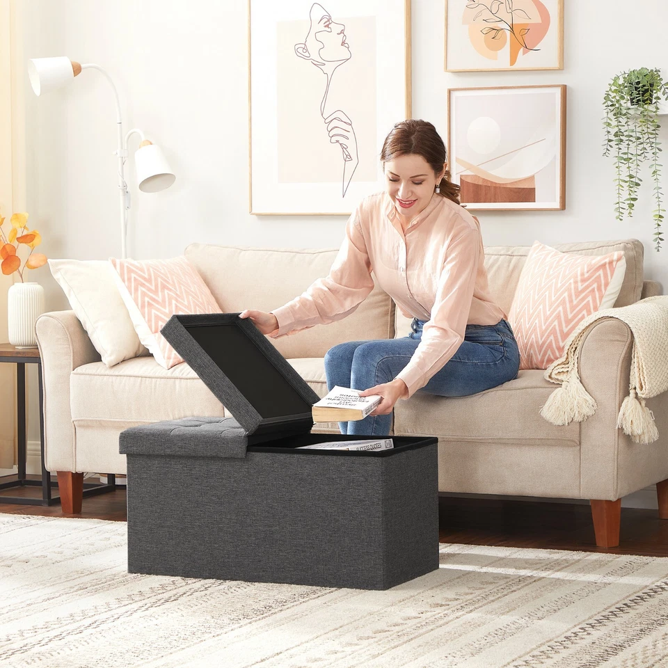 Faltbarer Sitzhocker Sitzbank Aufbewahrungsbox Hocker Ottomane SONGMICS LSF46GYZ - Bild 3 von 4