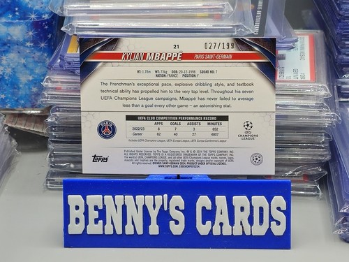 2023-24 Topps UEFA Soccer Neon Green Foil 27/199 Kylian Mbappe - Picture 4 of 9