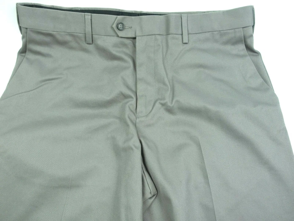 Pantalones de vestir Croft & Barrow para hombre de pierna recta gris ribeteados bolsillos delanteros planos 36x29 Foto 3 de 4