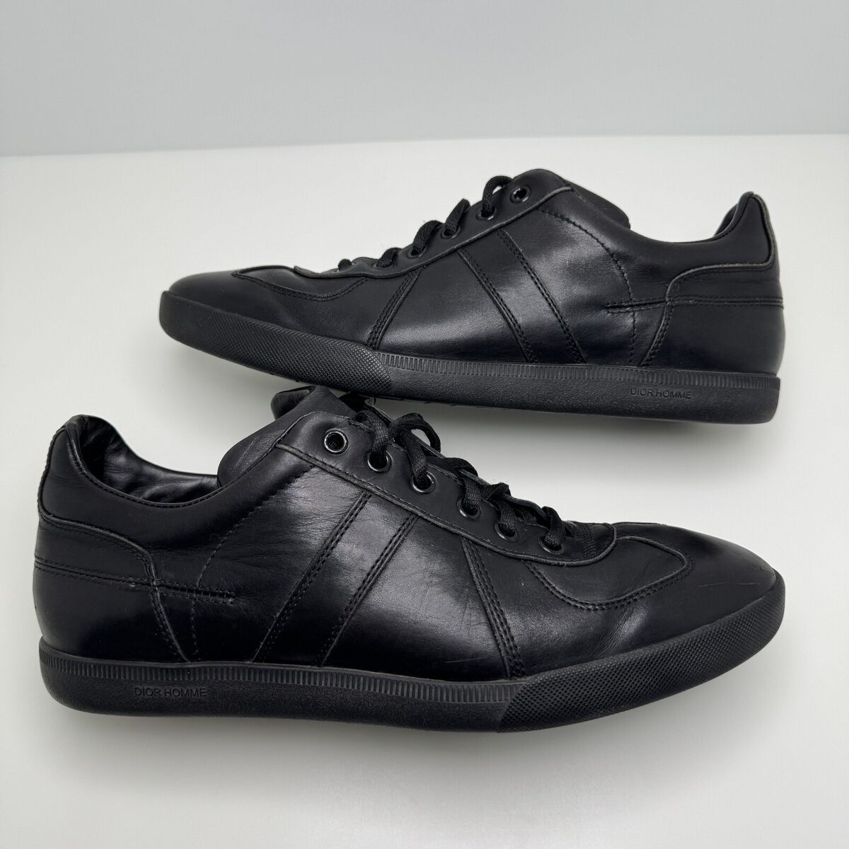 Dior Homme Black Leather Lace-Up Sneakers Shoes Men's Size Dior Homme Black Leather Lace-Up Sneakers Shoes Men's Size