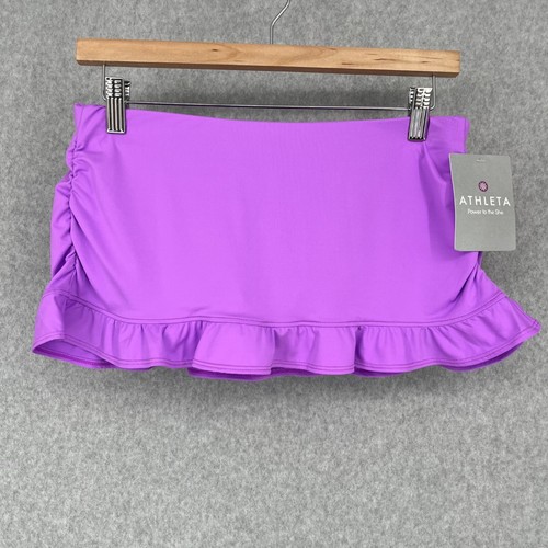 Athleta Ruffle Swim Skirt Bottom Size XS Thistle Purple Solid Colorful Nylon NEW