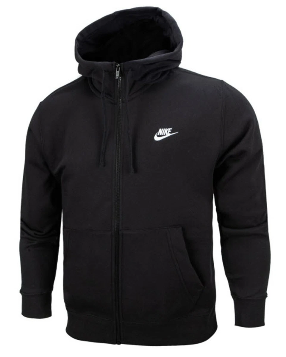 NIKE Men Sports-wear Club Fleece Jacket Run Black Shirts Top