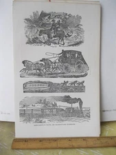 Vintage Print,IMPROVEMENTS IN TRAVEL,80 Years Progress,1869