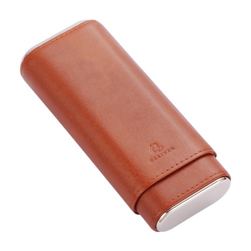 Galiner Travel 3 Röhren Zigarrenetui Leder braun tragbar Halter Box mit/Schneider - Bild 3 von 6