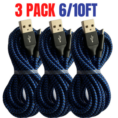 3 Pack 10Ft 6Ft USB Fast Charger Cable For iPhone 12 11 Pro XR 8 Charging Cord