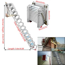 14 Step Wall-Mounted Attic Telescopic loft Ladder Pull Down Folding Stair 11.5FT