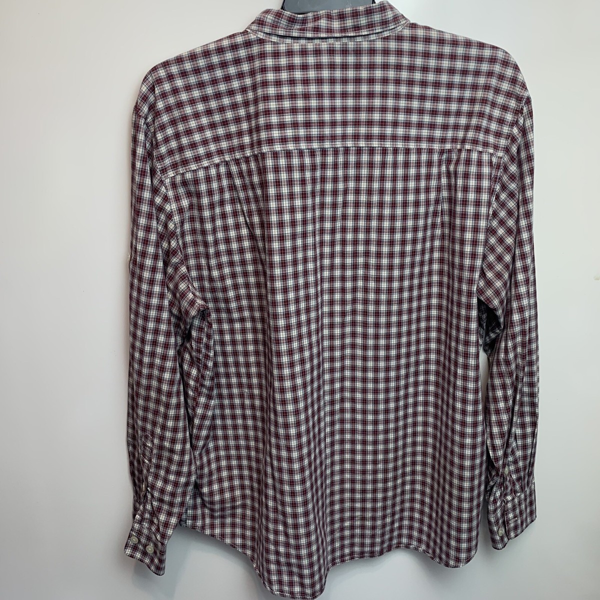 Woolrich Mens Button Up Dress Cotton Shirt Deep Ruby Size XL Long Sleeve View 5