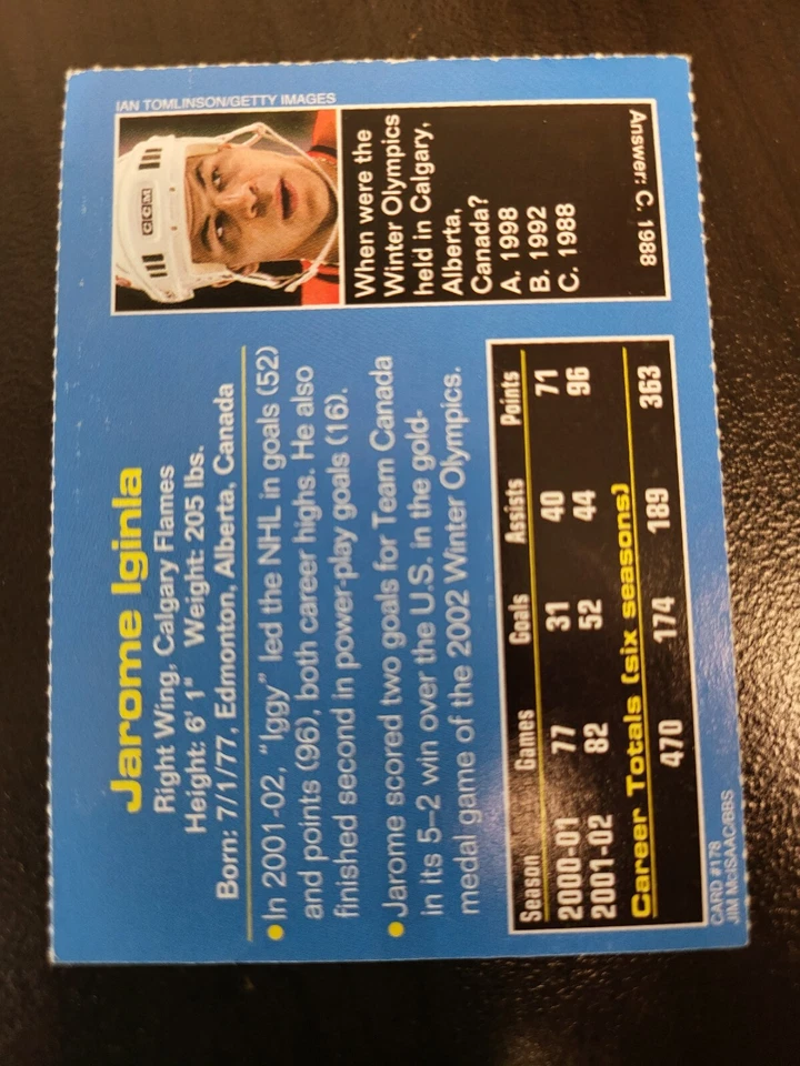 2002 Sports Illustrated Si for Kids NHL Jerome Iginla card #178 - Image 2 of 2