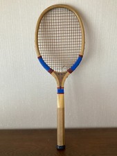 Antique Wood Spalding Tennis Racquet Blue and Red