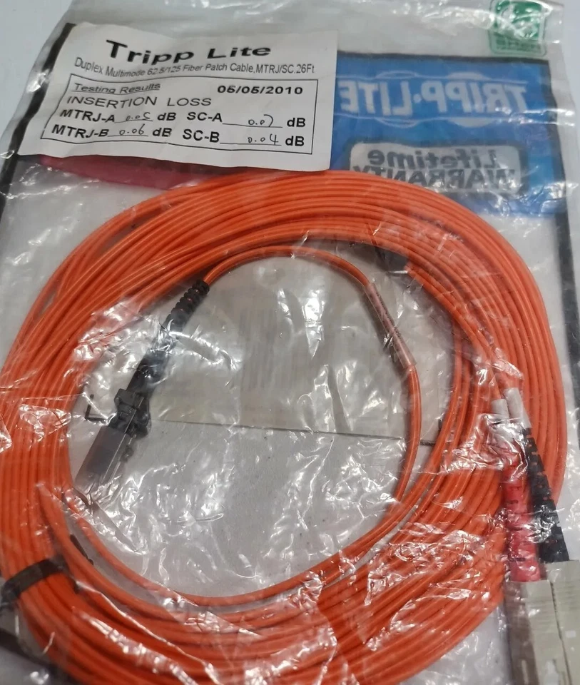 3 Pack 8M Duplex Multimode 62.5/125 Fiber Patch Cable - Orange - Image 3 of 3