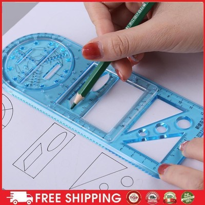Multifunctional Geometric Ruler Plastic Circle Ellipse Drawing Ruler(Blue) NEW