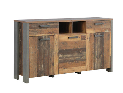 Sideboard Kommode Highboard Stauraumelement CASSIA I Dekor Altholz Vintage