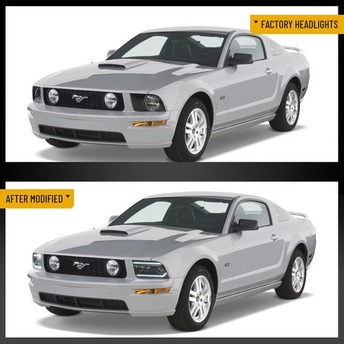 VLAND 05-09 Ford Mustang GT Base LED DRL Headlights Projector Lamps Sequential - Picture 12 of 16