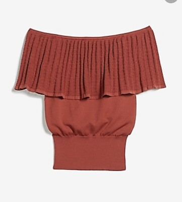 NEW Express Woman Off The Shoulder Sweater Brown Blouse Top