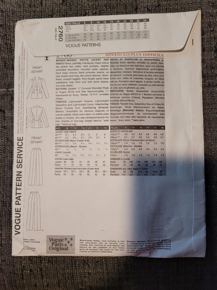 Patrón VOGUE Montana 2760 Foto 2 de 3