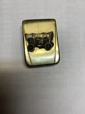 Vintage Gold Tone Covered Wagon Metal Bolo Slide Clip Men's Wear Free Shipping