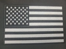 American USA Flag Hook & Loop Adhesive Patch  Black & White 6 x 4 Tactical Black
