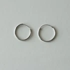 Solid 14k White Gold Endless Hoop Slim Earrings