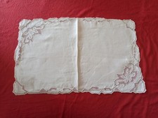 SFILATO SICILIANO CENTROTAVOLA RETTANGOLO 53X35 LINO ITALIAN ANTIQUE EMBROIDERY 