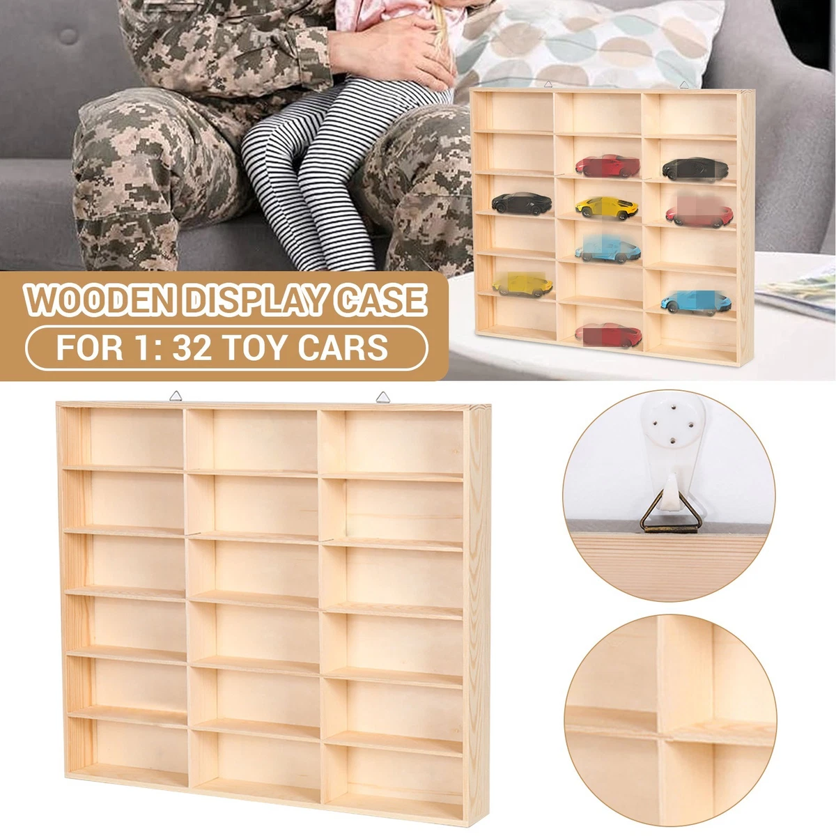 Organizador Colgante Para Coches De Juguete – Capacidad Para 60 Vehículos 1:64, Estante De Fieltro Con Correas Elásticas, 36.8 X 62 Cm
