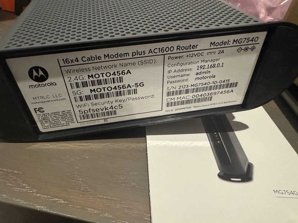 Motorola MG7540-10R (Refurbished) 16x4 686Mbps Cable Modem + AC1600 DOCSIS 3.0 - Image 4 of 4