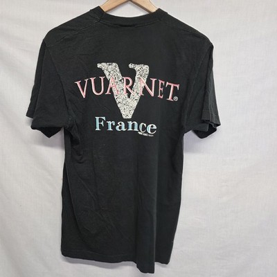 Vintage Vuarnet France T Shirt Size L Single Stitch 2-Sided  90s Black Surf