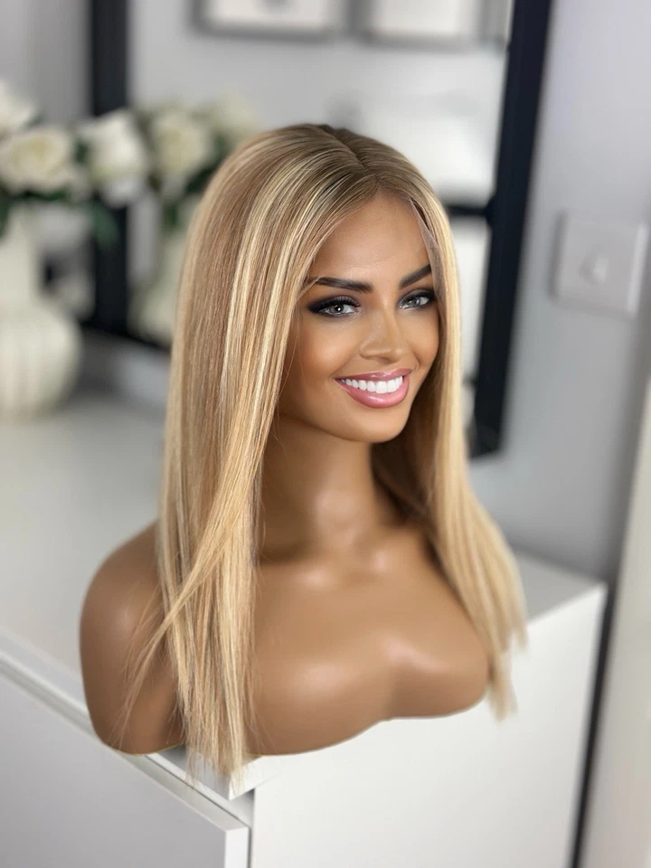 Highlighted Honey Warm Blonde Roots 13x4 Lace Front 100% Human Hair Wig - Image 3 of 4