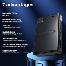 Compact DC UPS Uninterruptible Power Supply Replaceable 18650 battery, 5V 9V 1