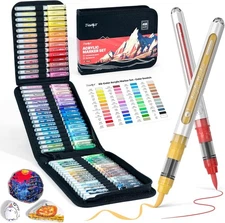 JusArt 48 Colors Acrylic Paint Markers with Canvas Bag, Water-Based 48 