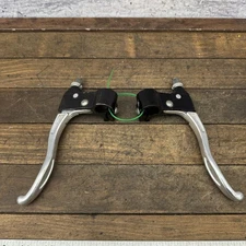 Vintage Dia-Compe Bicycle Brake Levers Pair 1983 Silver Black Alloy Flat Bar MTB