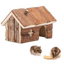 Hamster Wooden Hideout House Natural Pet Rats Climbing Play Hut Small Animals