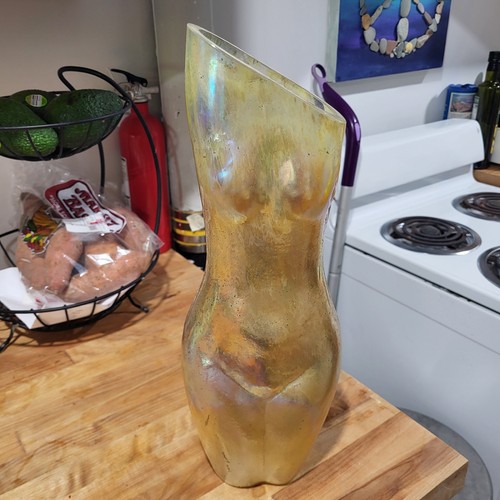 vtg Charlie Miner Glass Signed Scargo Pottery Holl FEMALE Torso Vase Studio ART