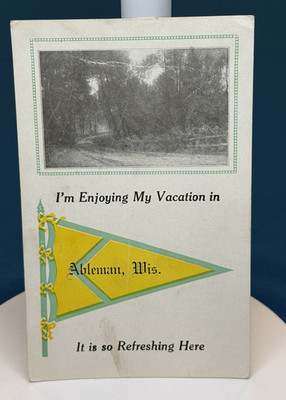 I'm Enjoying My Vacation in Ableman Wisconsin Antique Posted Postcard #104