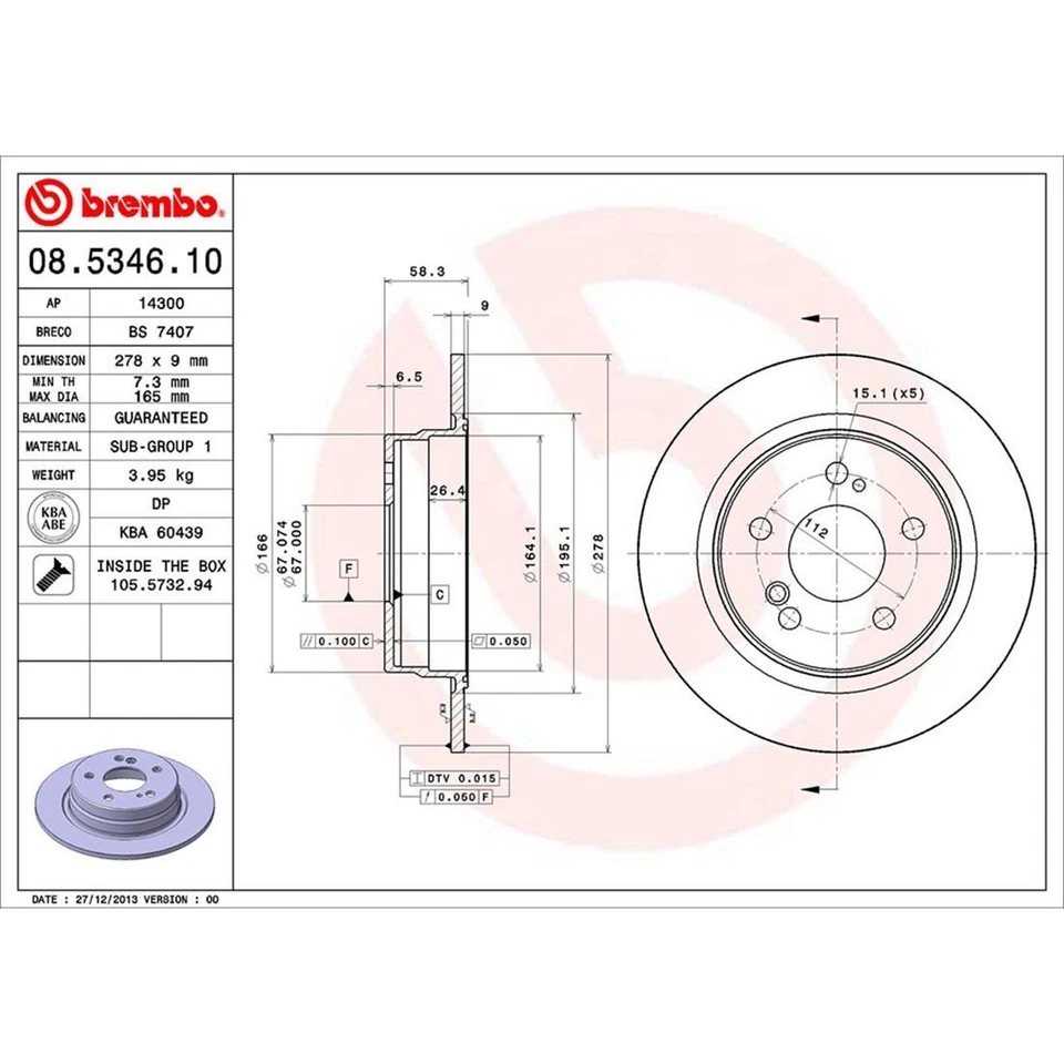 Brembo for 1990-1992 Mercedes-Benz 500SL Front + Rear Brake Rotors - Image 4 of 4