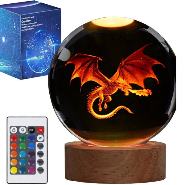 Drachen-Nachtlicht 3D-Lampe 80Mm Fernbedienung 16 Farben-image