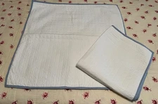 Pair Urban Habitat Euro Shams White Quilted 100% Cotton Blue Binding 26”x26”