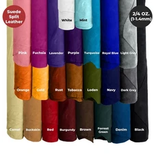 Suede Cowhide 2-4 oz (1-1.6mm) - Pre-Cut Premium A/B Grade Grain Leather USA Mad