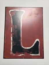 Rustic Farmhouse Style Hanging Letter L Wall Hanging Metal Sign 9.5 x7" 2013