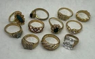 lot  Vintage Estate Rhinestone 10k gold and plated Costume Jewelry Lot of 10 Pcs