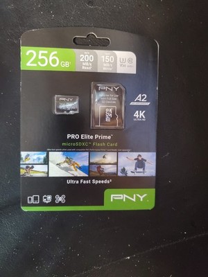 PNY 256GB PRO Elite Prime C10 U3 V30 A2 microSDXC Flash Memory Card   Ultra-Fast