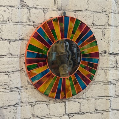 Rainbow Line Terrakotta Mosaikfliese Wandspiegel 30 cm x 30 cm 12 cm Handarbeit