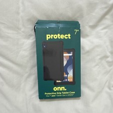 onn. Protective Grip Tablet Case Black Impact Resistant for 7 in Gen 4 2024