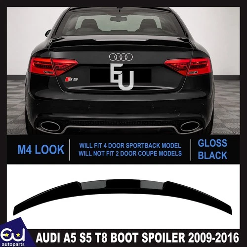 FOR AUDI A5 S5 8T SPORTBACK REAR BOOT TRUNK SPOILER LIP GLOSS BLACK 2009-2016 - Picture 1 of 12