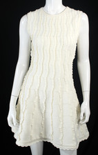 OSCAR DE LA RENTA $2,690 NWT 2024 Ivory Textured Knit Sleeveless A-Line Dress M