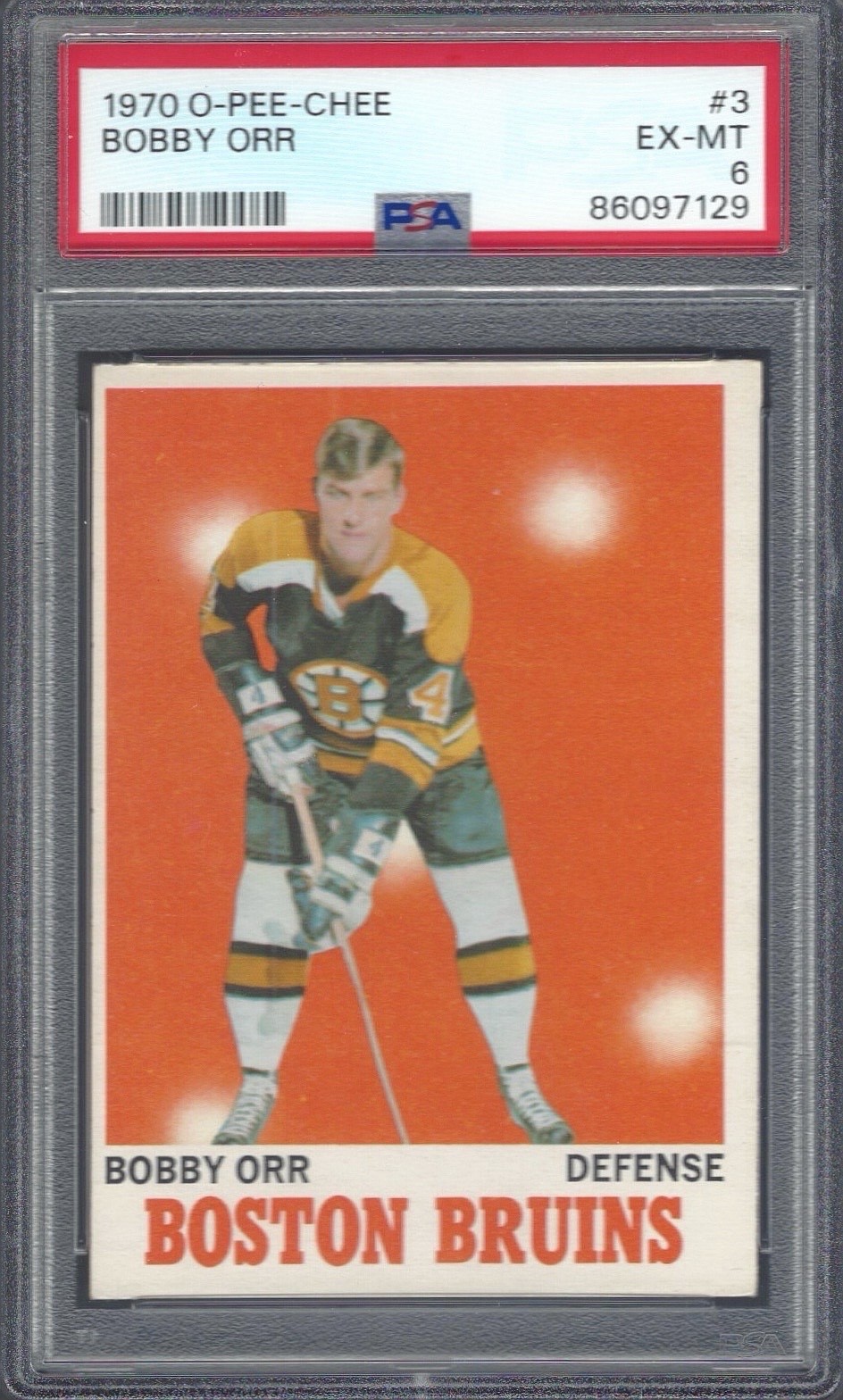 1970  O Pee Chee #3 BOBBY ORR HOF PSA 6