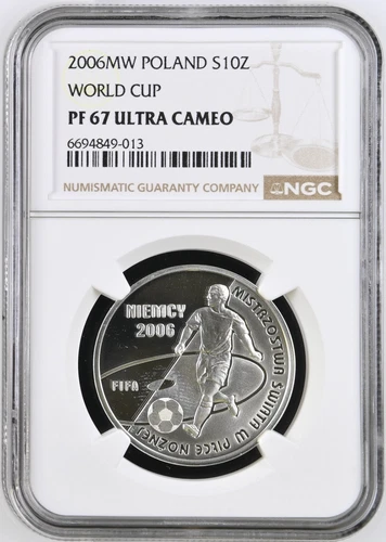 Poland 10 Zlotych 2006 NGC PF67 UC  Silver FIFA Germany World Cup