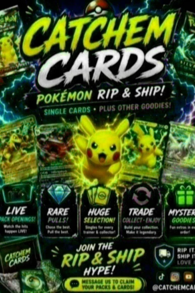 Catchem Cards Rip & Ship,151 tins, Single Cards, first partner illustration