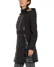 Via Spiga Black/leopard Women's Plus Size Hooded Raincoat, Us 3x-large Nwt